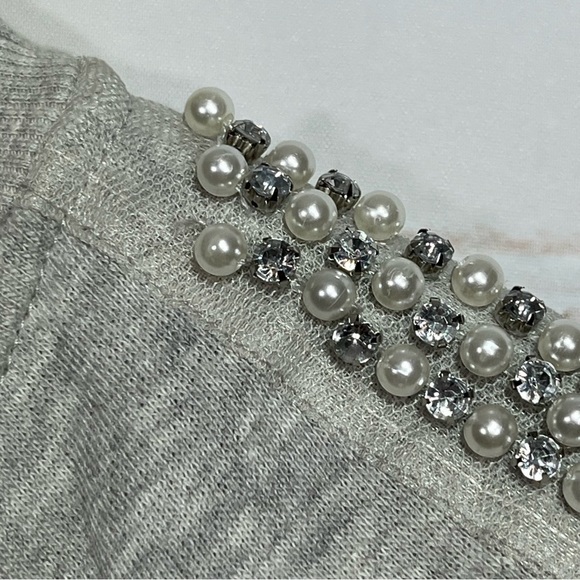 Juicy Couture Sweatshirt Womens Small Gray Full Zip Rhinestones Diamond Pearls - Picture 7 of 11
